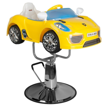FOTEL FRYZJERSKI DZIECIĘCY SAMOCHODZIK PORSCHE B041C ŻÓŁTY